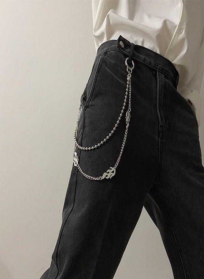 QFSH Trousers Chain Hip Hop Jeans Chain Multilayers Punk Flame Pocket Belt Chain for Men Women Biker keys Chain Wallet Chain - Image 5